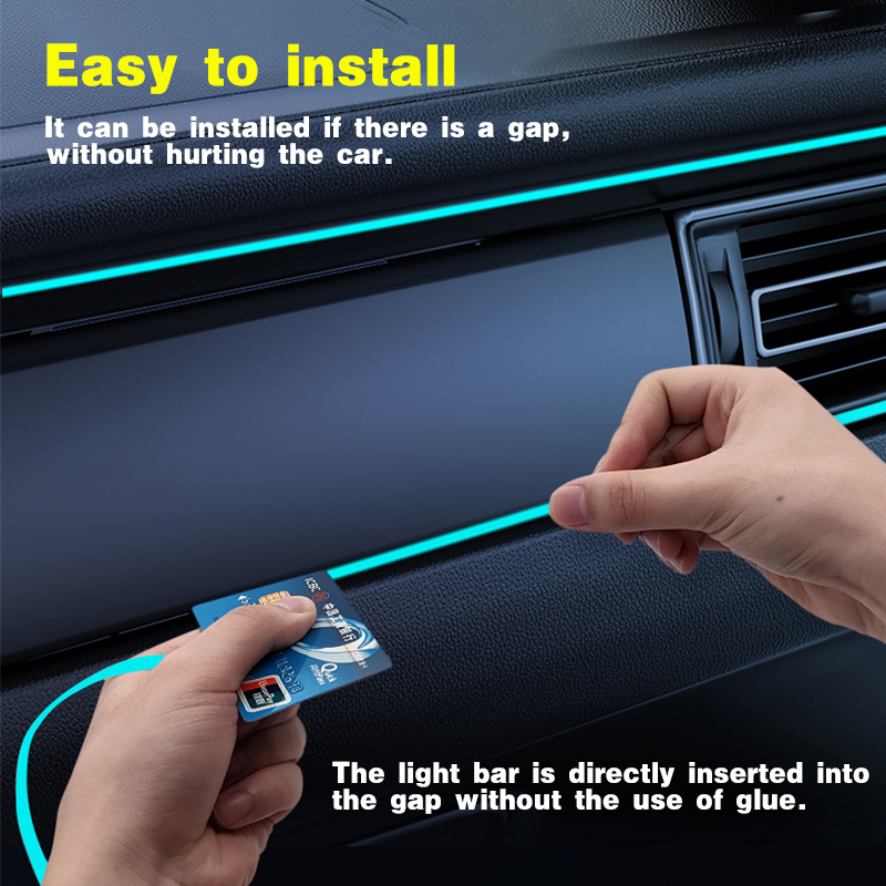 New 1 3 5M Interior Decorative Strips Atmosphere Cold Light Dashboard Console Auto LED Styg Decor Sticker Car Accessories