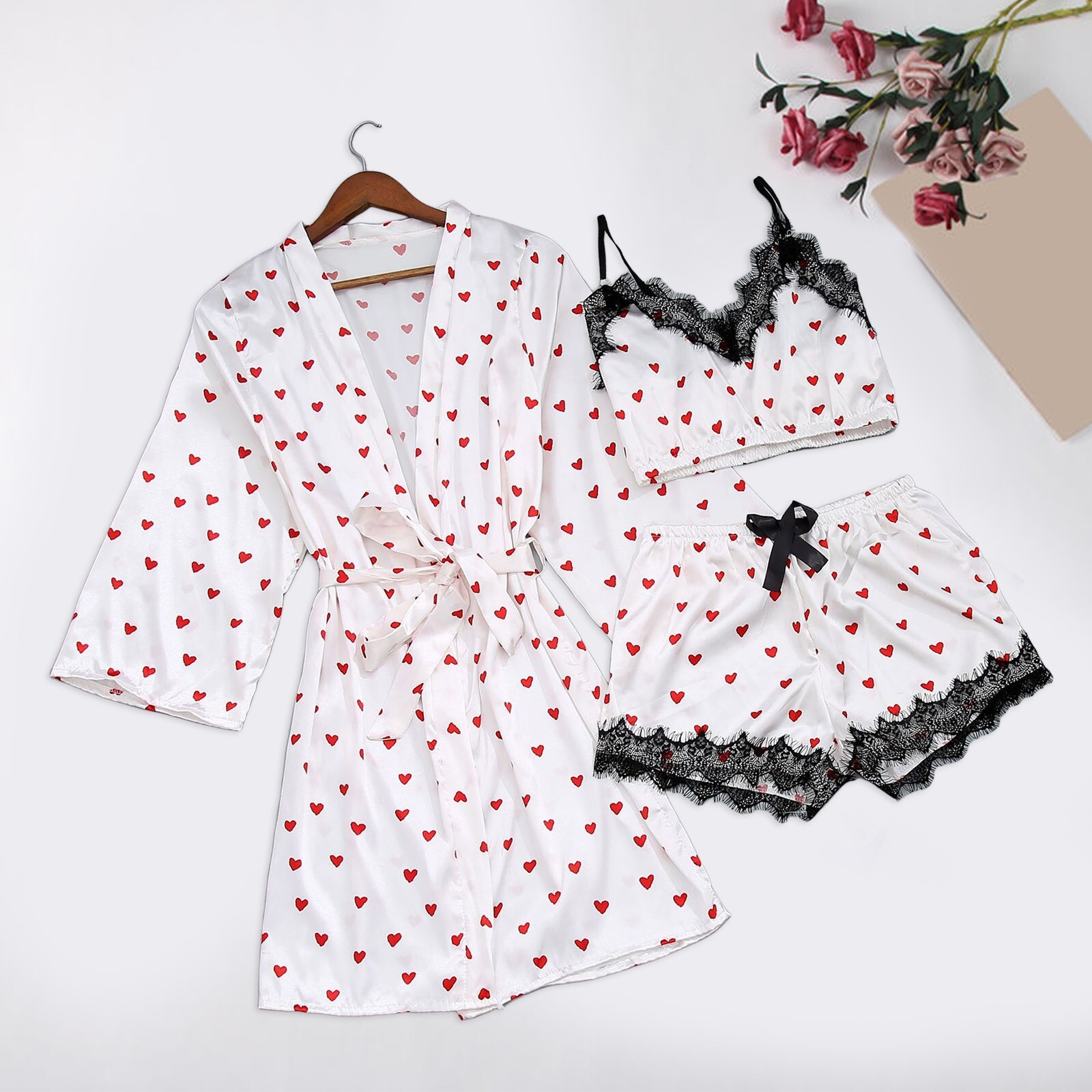2025 New Designer PC Women s Sexy Lace Satin Pajamas Gerie Camisole Pajamas and Robes Pamas Set Pajamas fashion Home Clothes Pajamas