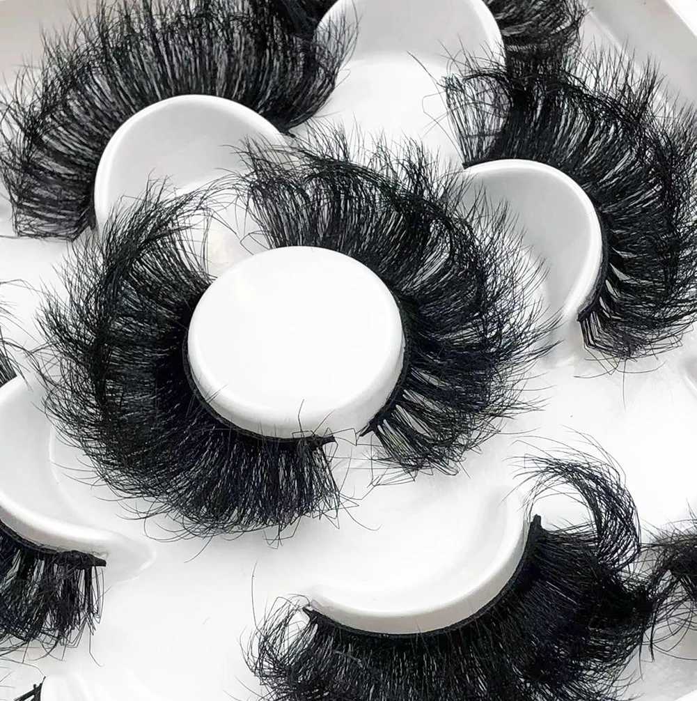 5 pairs of 25mm 3D mink eyelashes loose Russian curls fluffy natural false eyelashes dramatic mink eyelash makeup tools wholesale eyelashesW241024