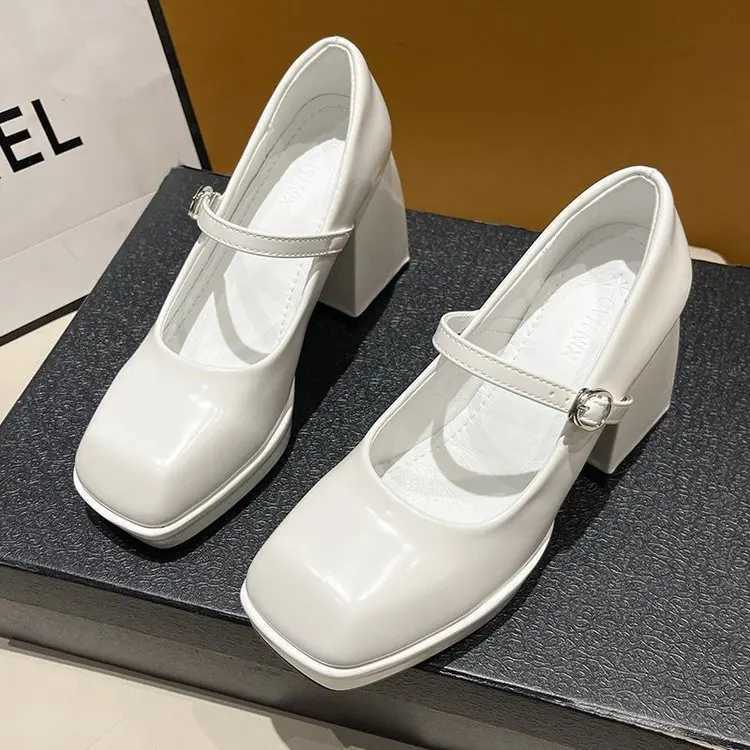 High Quality New Fi White Platform Pump Suitable for Women Super High Heels Buckles Mary Jane Shoes Thick High Heels Party Shoes T241024