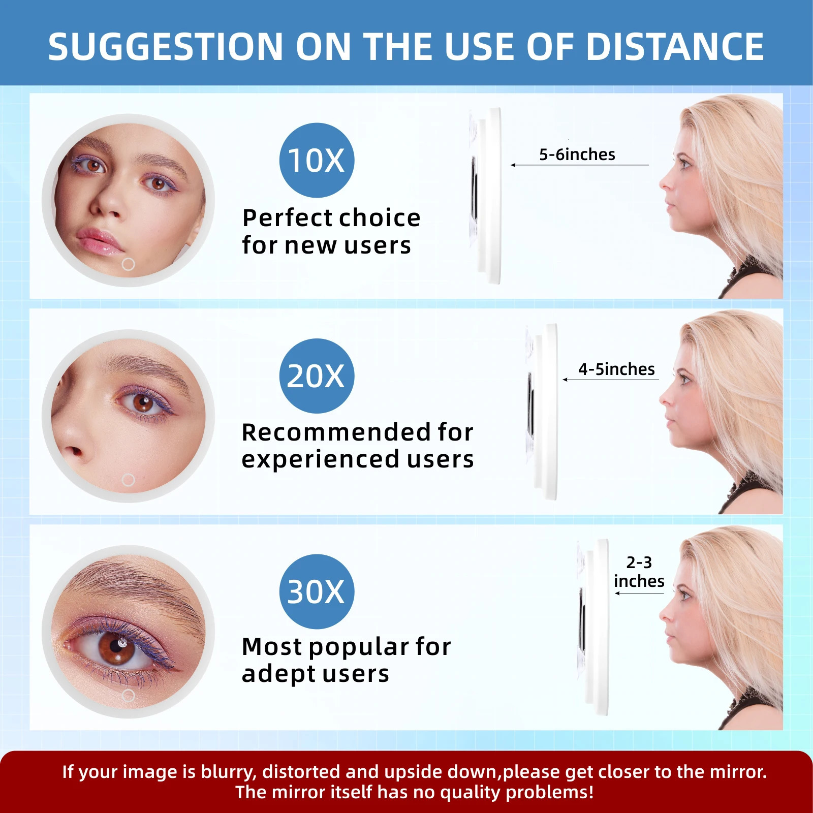 6 Inch Magnifying Mirror with Light 530X Portable Travel Magnified 360° Adjustable Stand and Suction Cup 241024