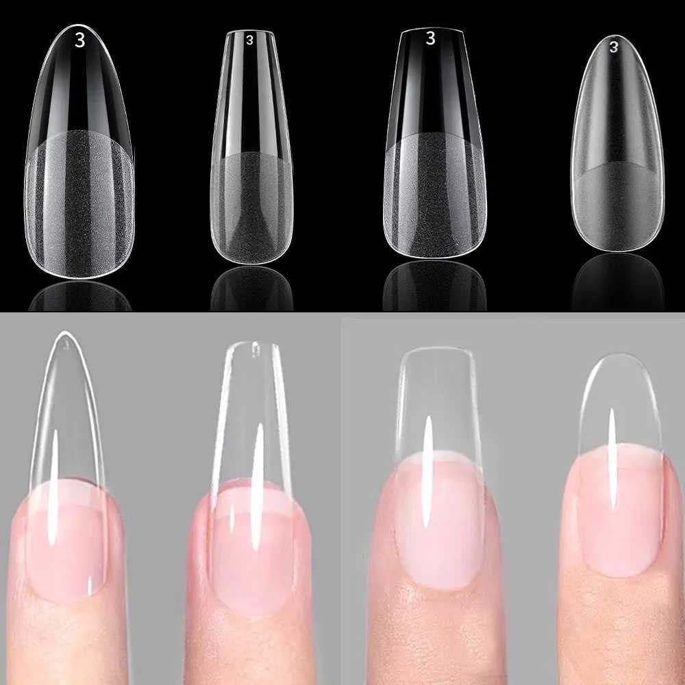 120Pcs Clear No Mark Frosted Stiletto Almond Square Fake Nails Press On Nail Tips Soft Full Cover Nails Extension Manicure ToolXJ241025