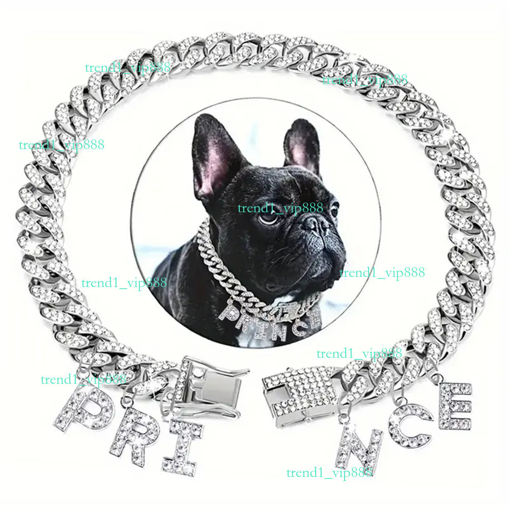 Dog Collars designer dog collar designer dog clothes dog harness Cat Chain Collar With Diamond Luxury Rap Hip Hop Cuban Pet Jewelry Supplies 774