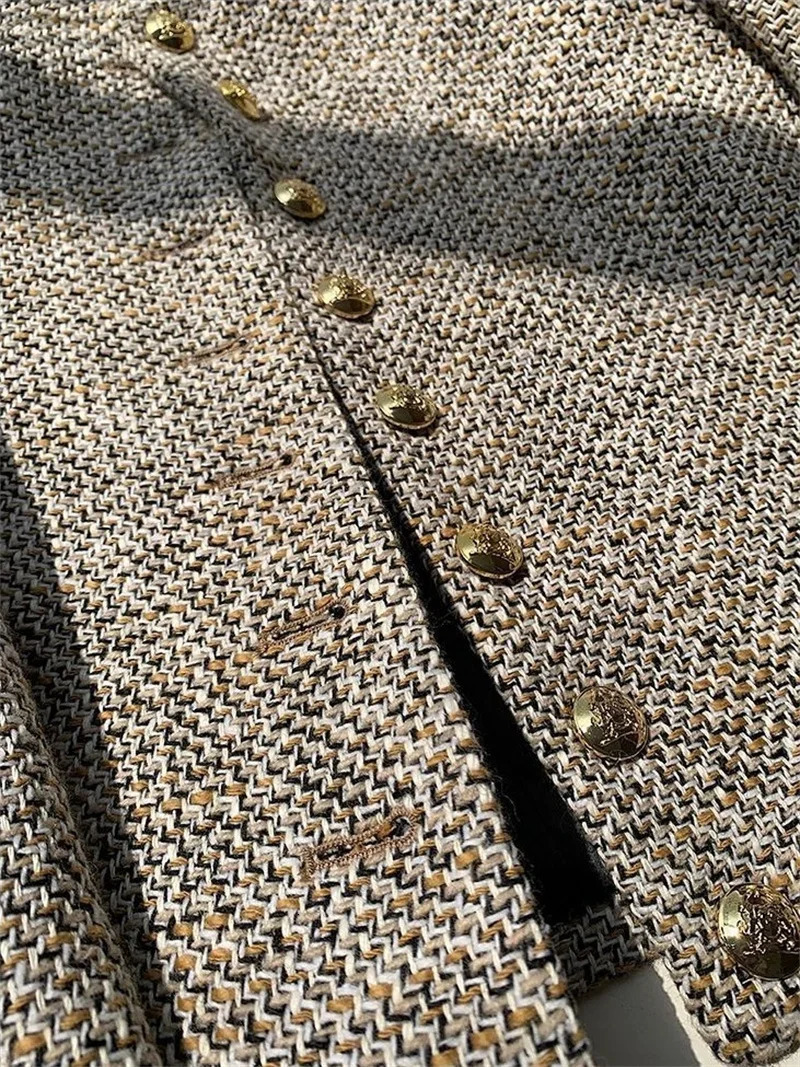 Tweed Korea High Quality Short tweed jacket woman Korean Clothes Singlebreasted Lady Blazer Allmatch Casual Coat Tops 241021