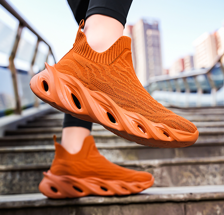 Men's Fashion Blade Shoes:Fly Woven Breathable Athleisure Style Plus Size Slip On Sneakers Running Shoes,Black/Blue/Brown/Yellow,Free shipping