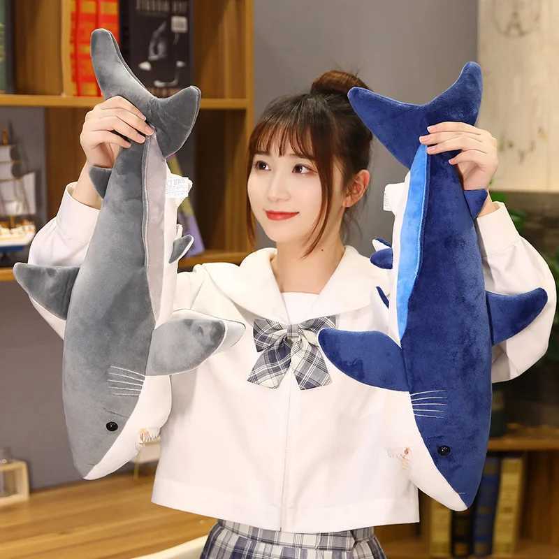 Large sized soft silation shark plush toy sleeping cute cushion stuffed animal gift Free shipping