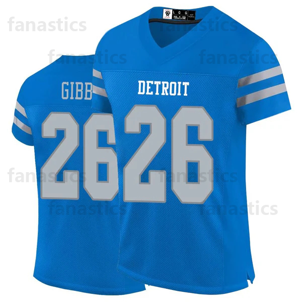 Jahmyr Gibbs Jersey custom Campbell Aidan Hutchinson Barry Sanders Jared Goff Jeff Okudah Johnson Hockenson Amon-Ra St. Brown Football Jerseys