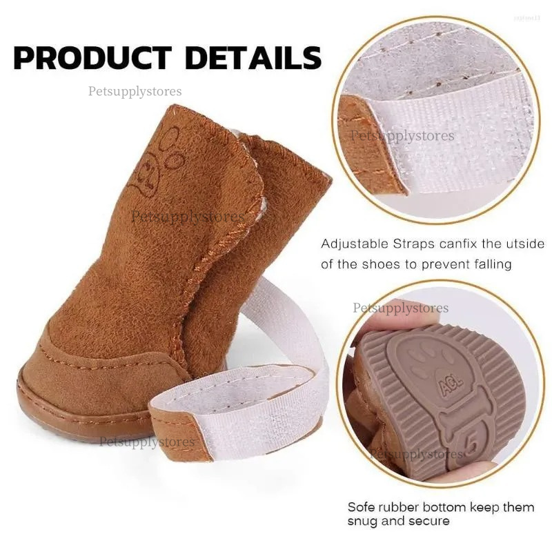 Dog Shoes Boots Waterproof Winter Anti-slip Puppy Cat Rain Snow Booties Footwear for Small Dogs Chihuahua - Pink