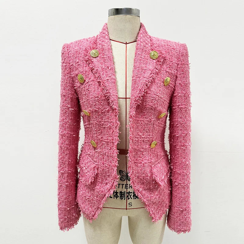 GetSpring Women Jacket Autumn Winter Temperament Fashion Tassel Slim Tweed Coat Vintage Solid All Match Short Female Tops 241025