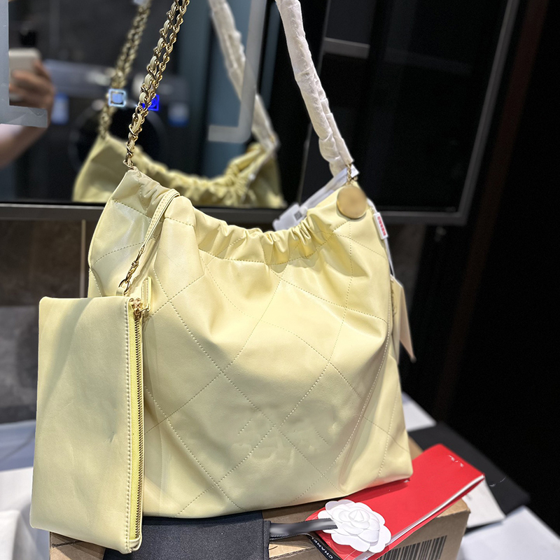 22 Garbage Bag Fashion Womens Shoulder Bag 35cm Leather Diamond Plaid Gold Hardware Metal Buckle Coins Matelasse Chain Crossbody Bag Two-Piece Purse Makeup Bags