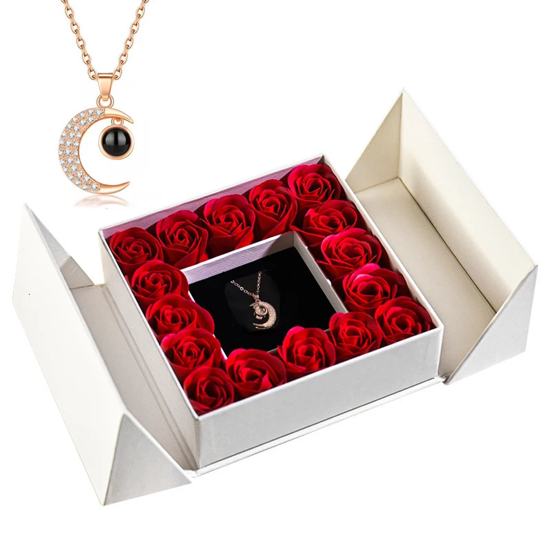 Womens jewelry pendant necklace/w soap eternal rose gift box Mothers Day necklace jewelry wedding anniversary gift 241025