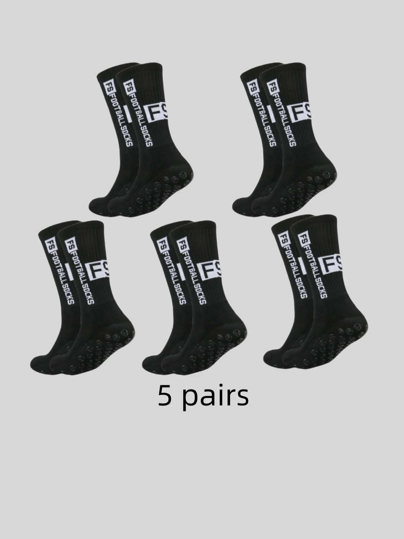 5 pairs of anti slip sweat proof and odor proof FS football socks with adhesive points W241025