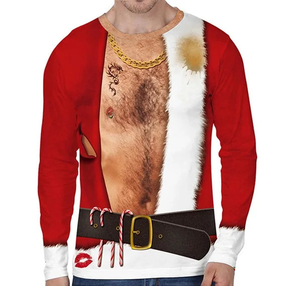 3D Print Christmas Funny Ugly Long Sleeve Tshirt For Men Women Novelty Casual Oversized Tee Shirts Top Clothes Mens In Shirt 241025