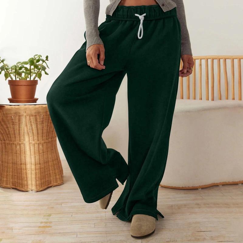 Women's Pants Wide Leg Sweatpants Women Fleece Drawstring Low Rise Cute Sweat Athletic Works Cotton Joggers Casual Comfy