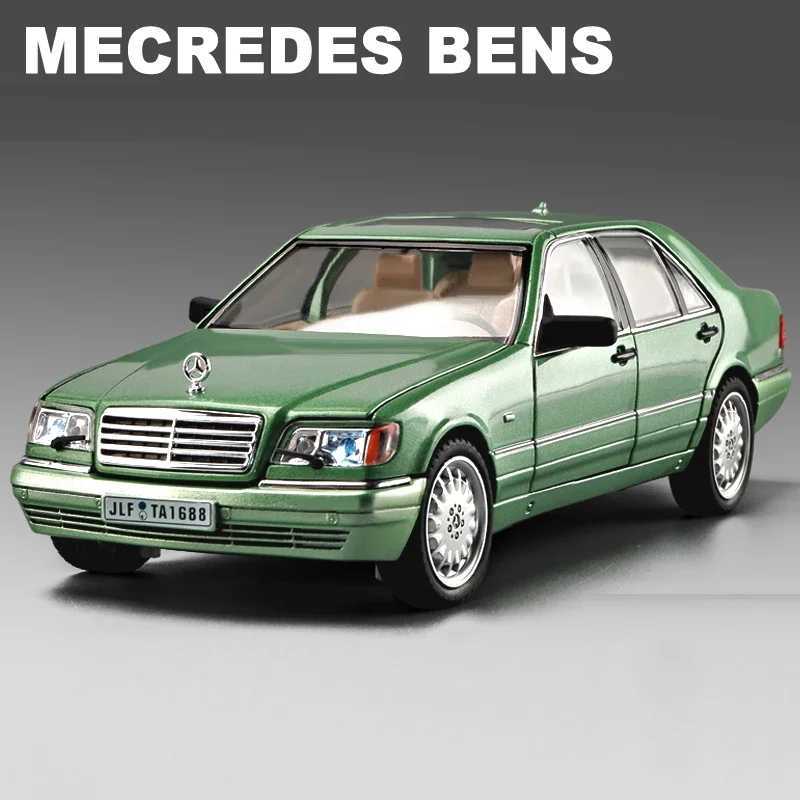 High Quality Die cast 1/24 Scale Mercedes Benz W140 320SEL Retro Car Model Set with LED Display Box Mini Audio Set Home Decoration T241025