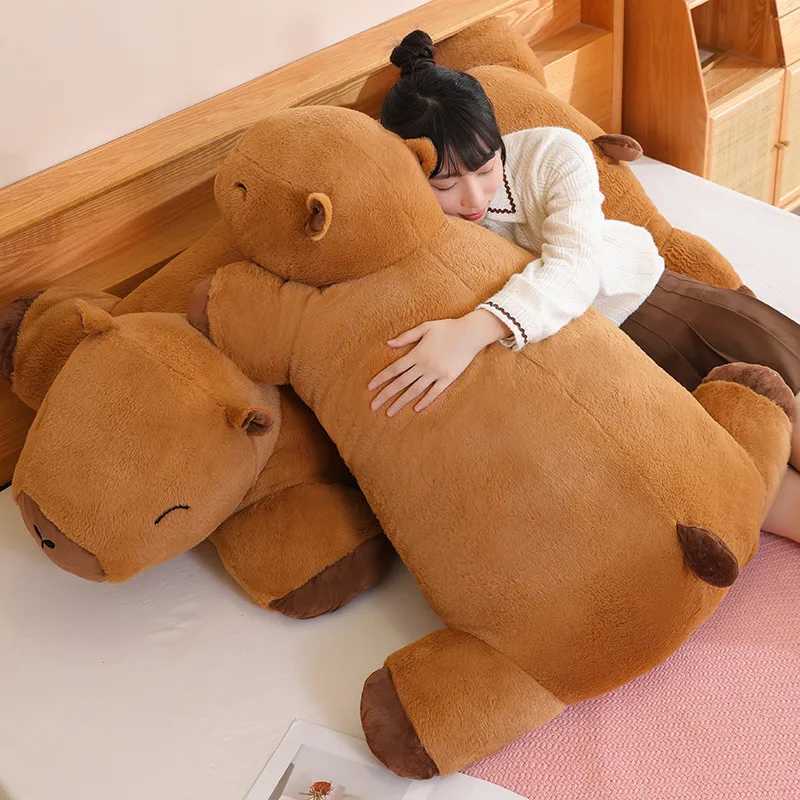 Giant Kaii Capybara plush doll floor mat Qu animal brown Capybara plush carpet home decoration gifts for boys and girlsW241025