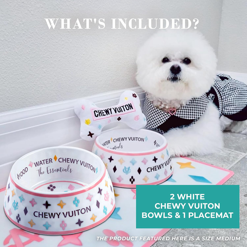 Designer Dog Bowl, Luxury Dog Food & Water Bowls for Small, Medium Large Dog Breeds, Food Grade BPA Free, Non-Skid Bottom Dishwasher Safe, Size Large 