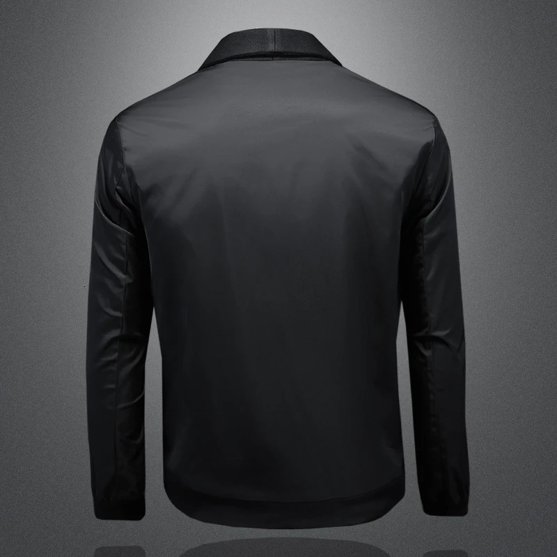 Minglu Autumn Winter Splicing Mens Jacket Solid Color Single Chest Slimming Business Casual Mens Jacket Plus Size 5XL 241024