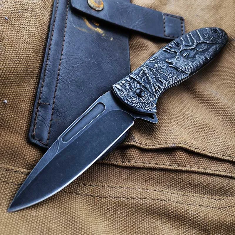 Stonewash Fold Knife Tactical Folding Blade Knives Utility Collection knifes good for Camping Hunting Fishing Hiking , Lightweight edc Pocket Tool
