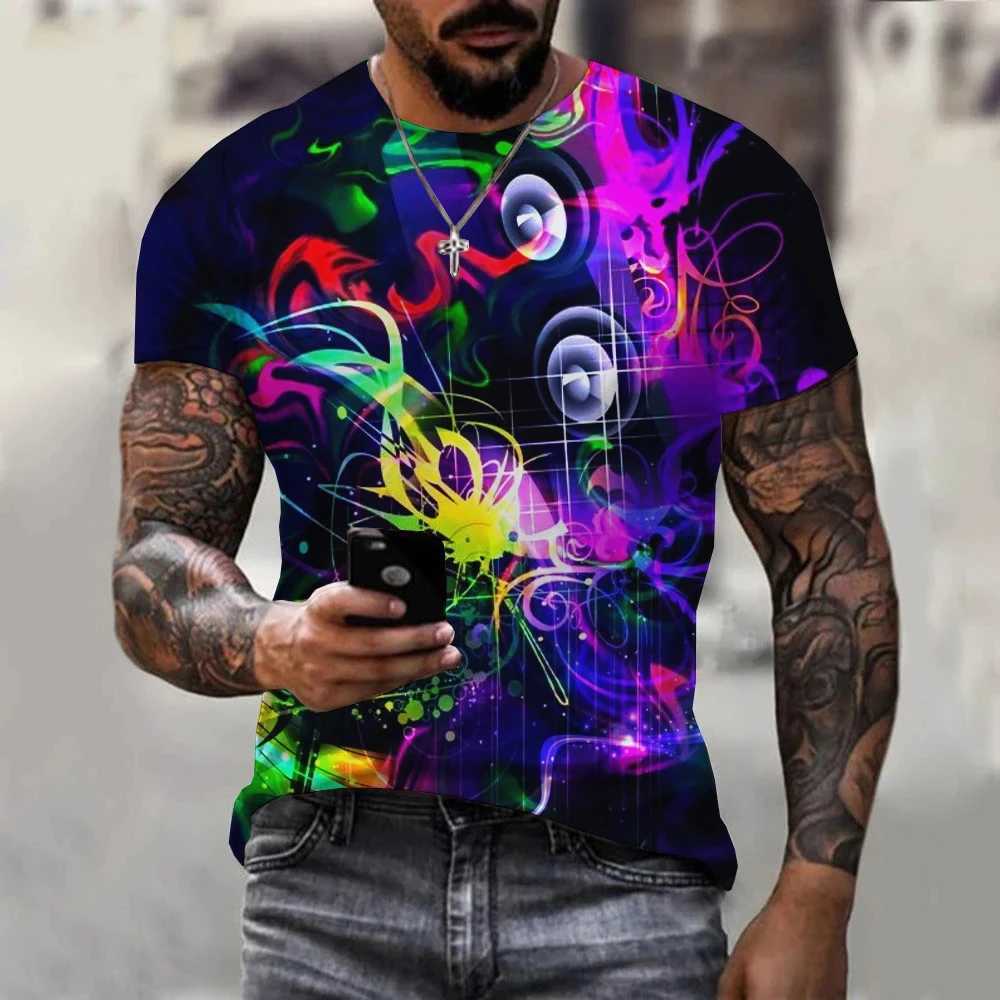 New Summer Fashion Music Art Color Neon Graffiti 3D T-Shirt Men Women Hip Hop Casual Streetwear Oversized T Shirt Cool Tops TeesX241025