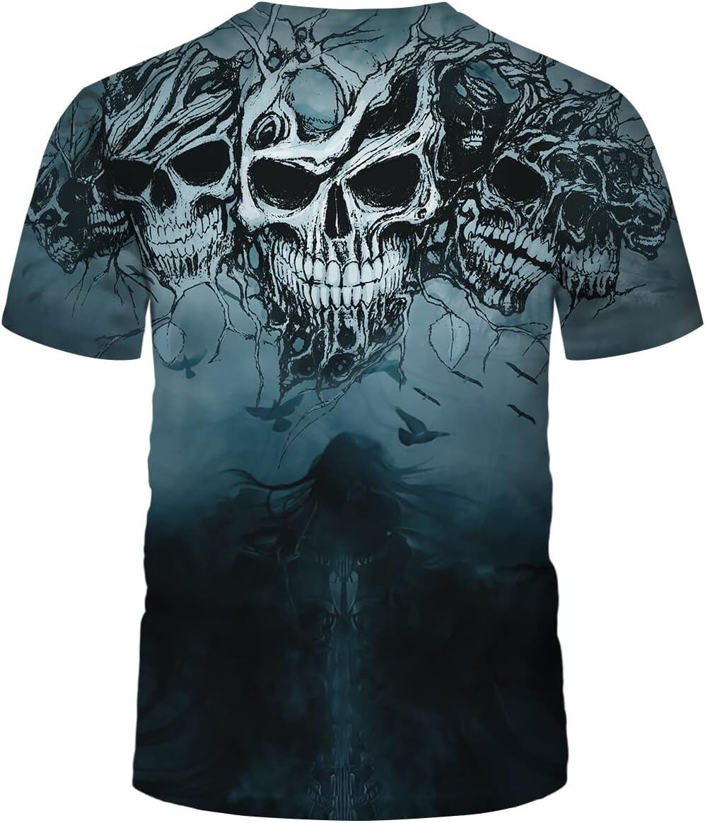 Mens T shirt Men's Skull Print Short Sleeve T-Shirt Novelty Graphic Tee Shirt tee Casual tops summer clothes Fashion patterns