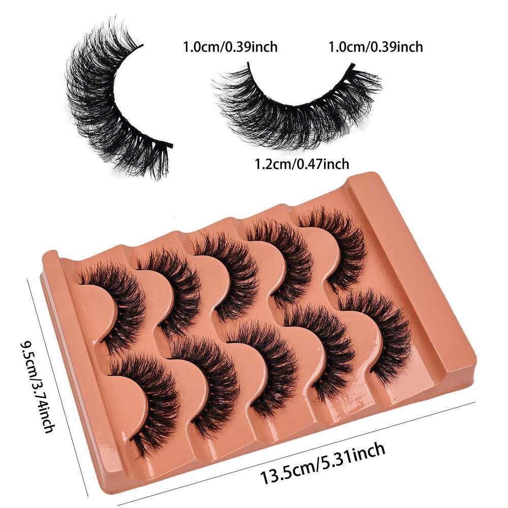 5 Pairs dramatic fake eyelashes 3D False D Curg Fluffy Soft Cross Manga Lashes Wispy Natural Eyelash Extension