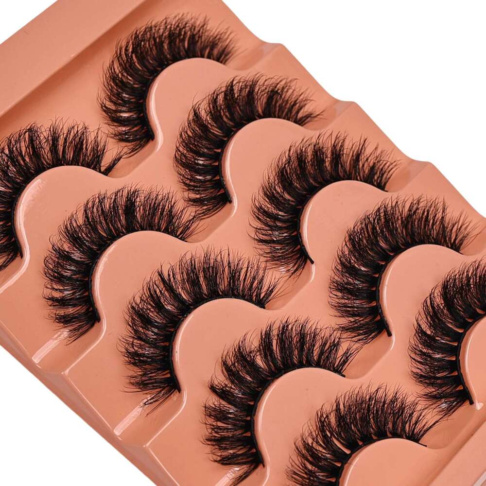 5 Pairs dramatic fake eyelashes 3D False D Curg Fluffy Soft Cross Manga Lashes Wispy Natural Eyelash Extension