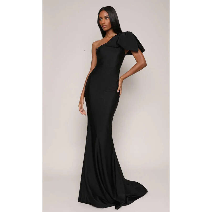 Arabic Plus Dubai Size Mermaid Dresses One Shoulder Satin Bow Knot Draped Pleats Formal Party Dress Pageant Engagement Celebrity Evening Gowns Custom