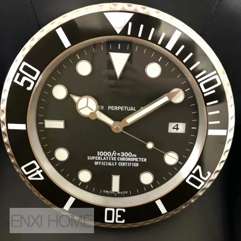 Metal Home Decoration Clocks Modern Design Quartz Large Wall Watch Stainless Steel With Date Luminous Silent Sweeping Hands