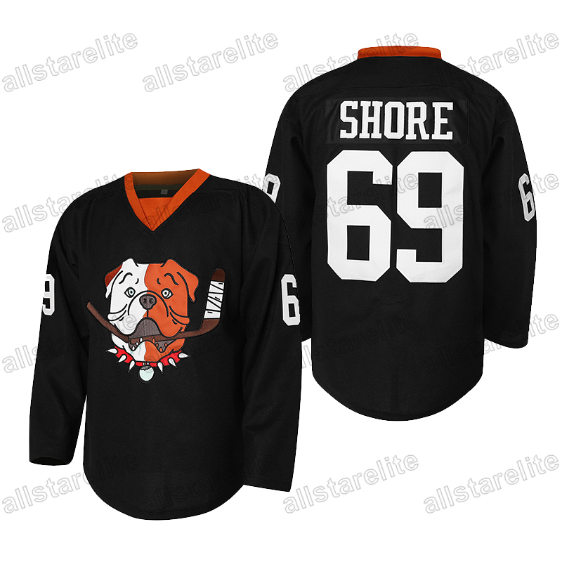 Men's Black # 69 Shore Ice Hockey Jersey, Loose Embroidered Long Sleeves, Sports Fashion Casual, Street Breathable Blue Red Black White