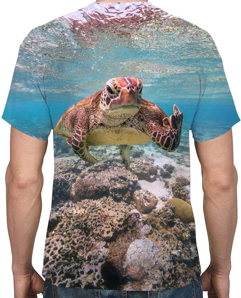 Mens T shirt Mens T-Shirt 3D Print T-Shirts Short Sleeve Crew Neck Graphic Casual tops summer clothes Turtle pattern