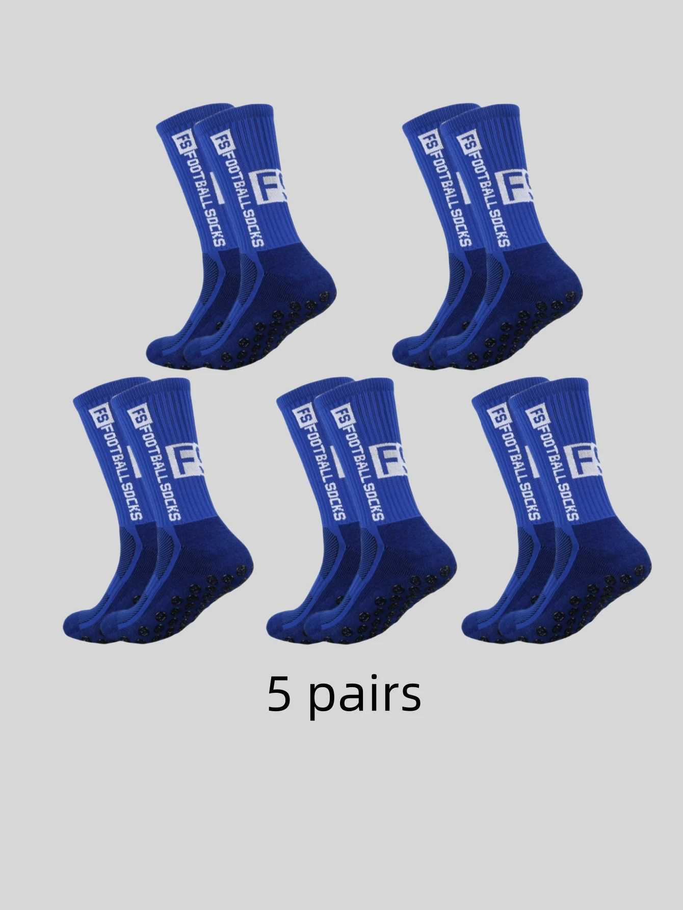 5 pairs of anti slip sweat proof and odor proof FS football socks with adhesive points W241025