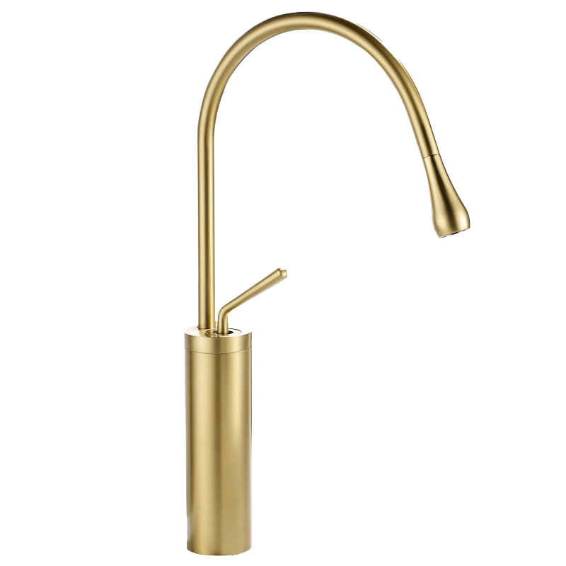 Basin faucet single handle hot and cold water purification 360 degree rotatable faucet brass material brushed gold