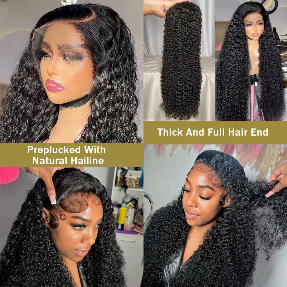 Kinky Curly x Lace Front Human Hair Wigs For Women inch Indian Deep Frontal Wig Wet And Wavy Closure