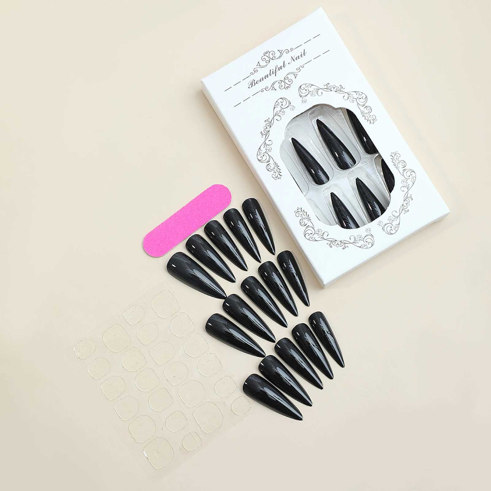 24pcs Cool Pure Holiday Nail Spot Fake Nail Solid Color Simple Style Artificial Nail Salon Expert Nail Cool W250410