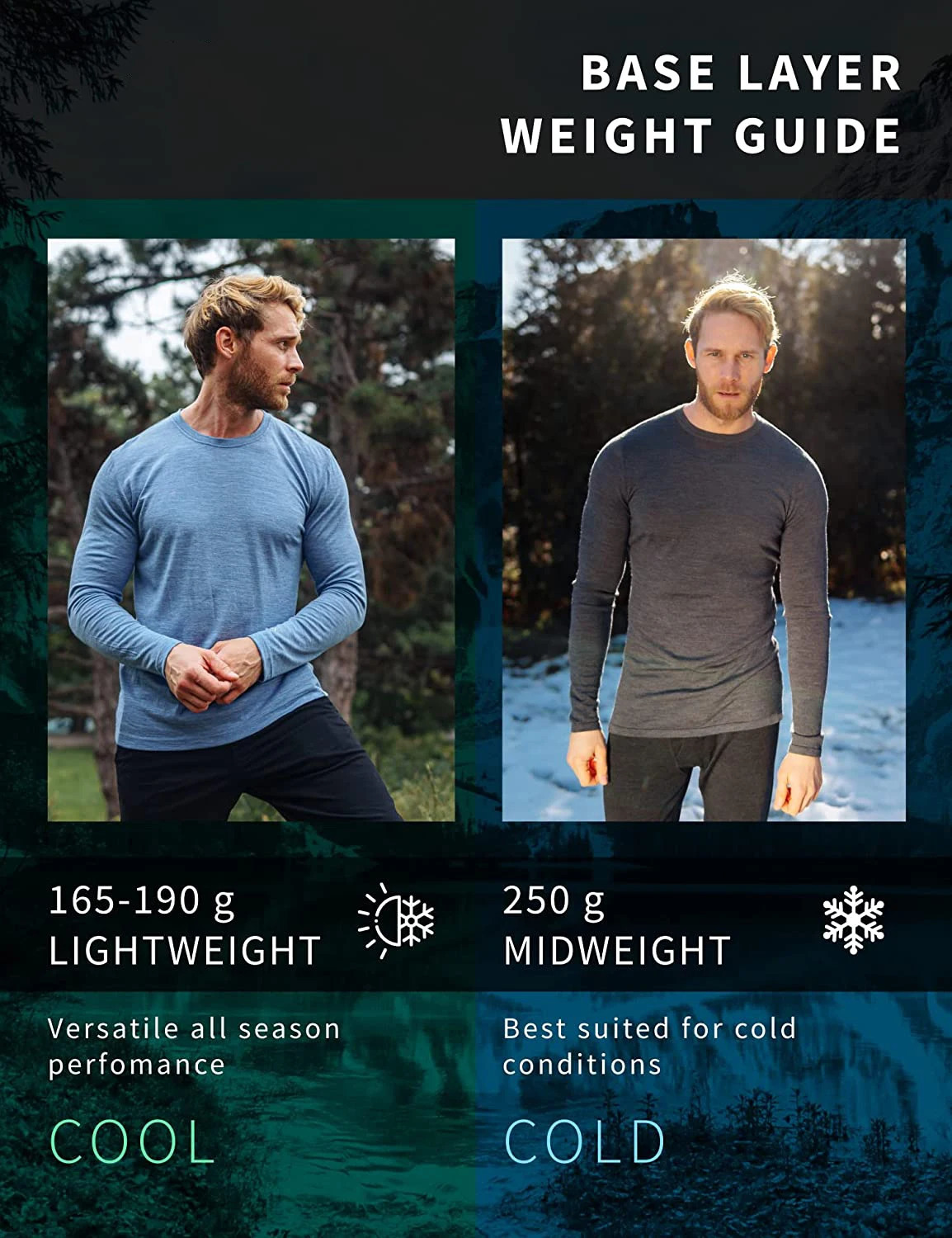 100% Merino wool base mens Merino wool long sleeved 240G heatstroke underwear willow breathable tophiking socks 241025
