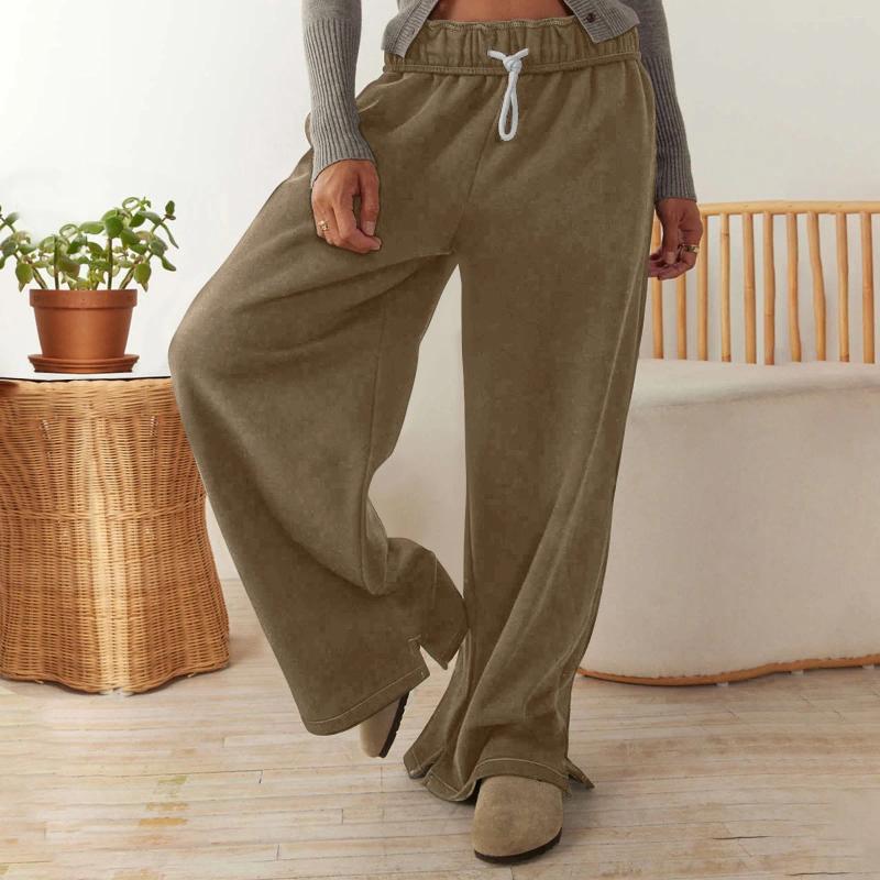 Women's Pants Wide Leg Sweatpants Women Fleece Drawstring Low Rise Cute Sweat Athletic Works Cotton Joggers Casual Comfy