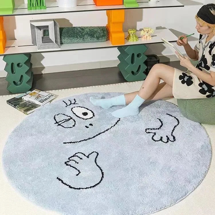 Cartoon anime Les Barbapapa carpet Kawaii Barbouille Barbabright heart-shaped n plush carpet bedroom vanity round fluffy carpet 241025