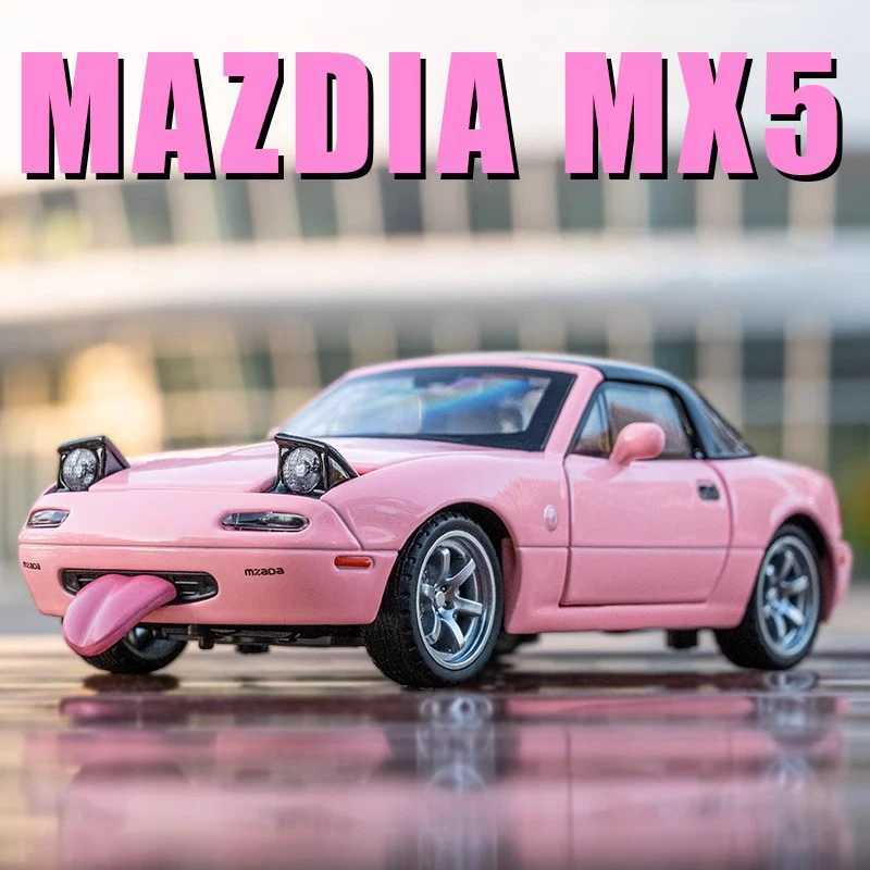 High Quality 1/32 Mazda MX-5 Miniature Diecast Miata RoadSter Toy Car Model Sound Light Doors Openable Collection Gift for Children Boy Kid T241025