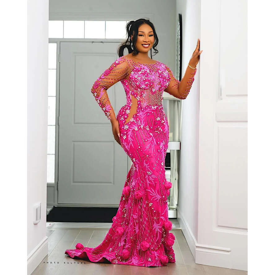 Fuia Ebi Aso Mermaid Prom Crystals Beaded Evening Formal Party Second Reception Brithday Engagement Gowns Dresses Robe De Soiree ZJ