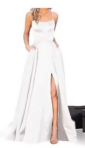 Womens Banquet Slit Long Dress 2024 New Bridesmaid Dress With Small Tail Suspender Solid Color Banquet Evening Dress Long DressX241025