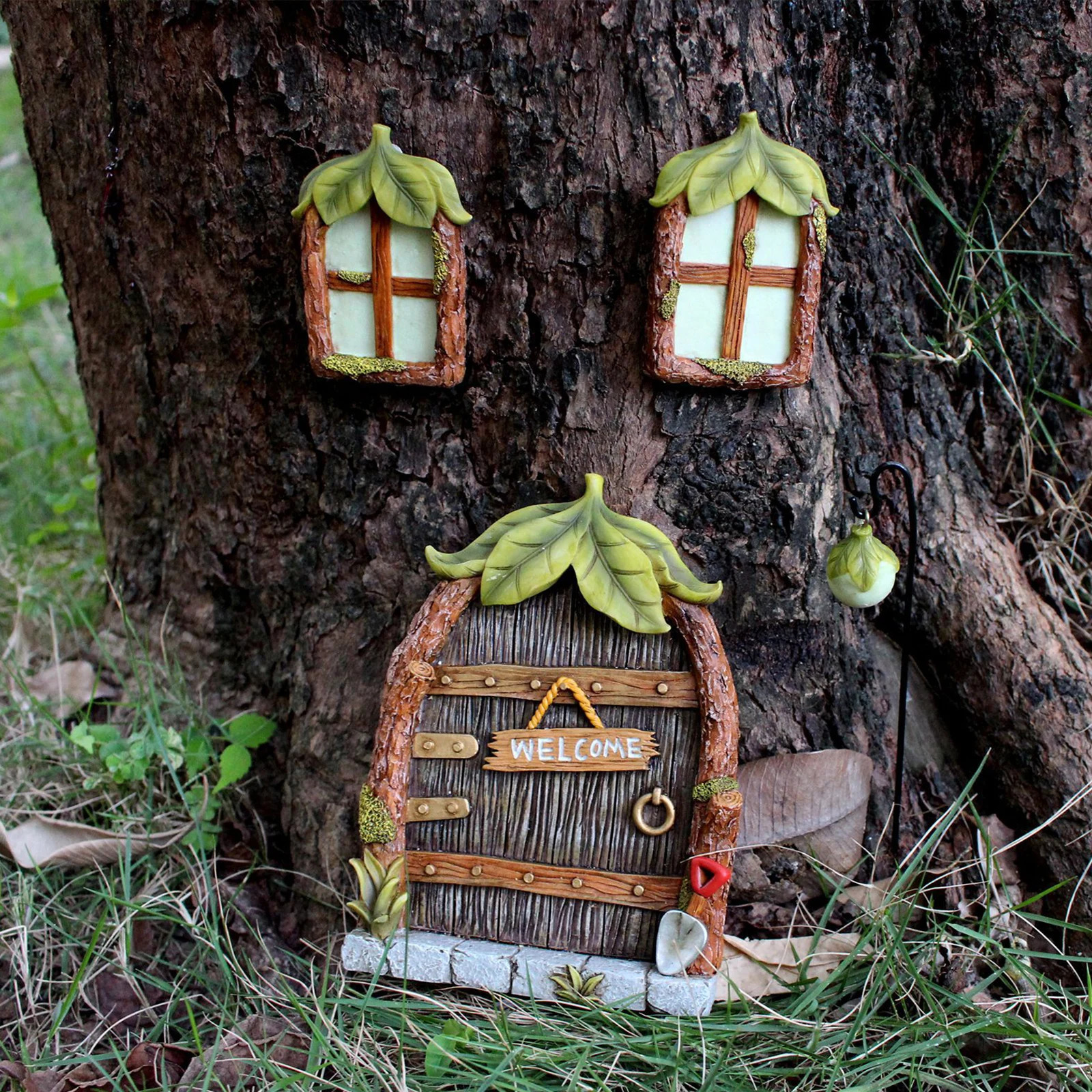 Elf courtyard door sculpture resin miniature garden window door decoration creative crafts magic fairy tale world decoration 241025