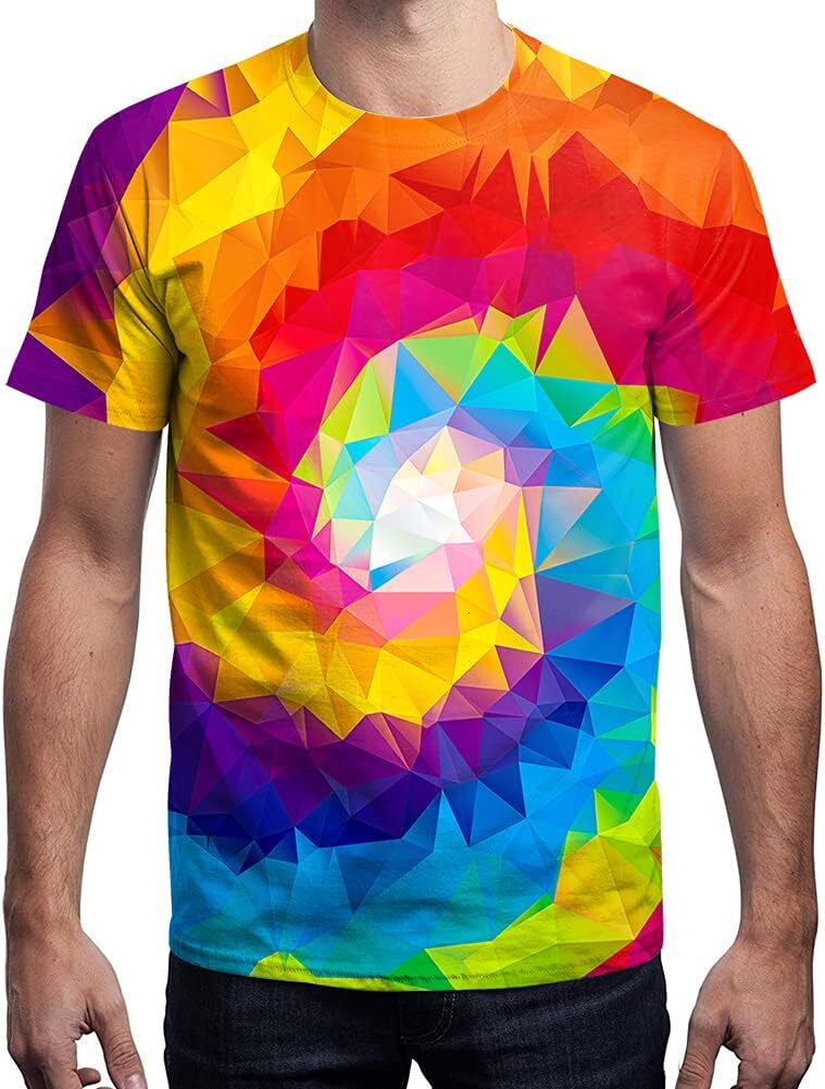 Mens T shirt 3D Graphic Colorful T-Shirts Short Sleeve Crew Neck Print Tee Casual tops summer clothes Fashionable patterns and cool designs