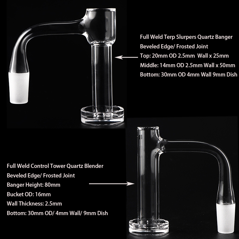Full Weld Beveled Edge Terp Slurpers And Control Tower Quartz Banger 10mm 14mm 45 90 Degree