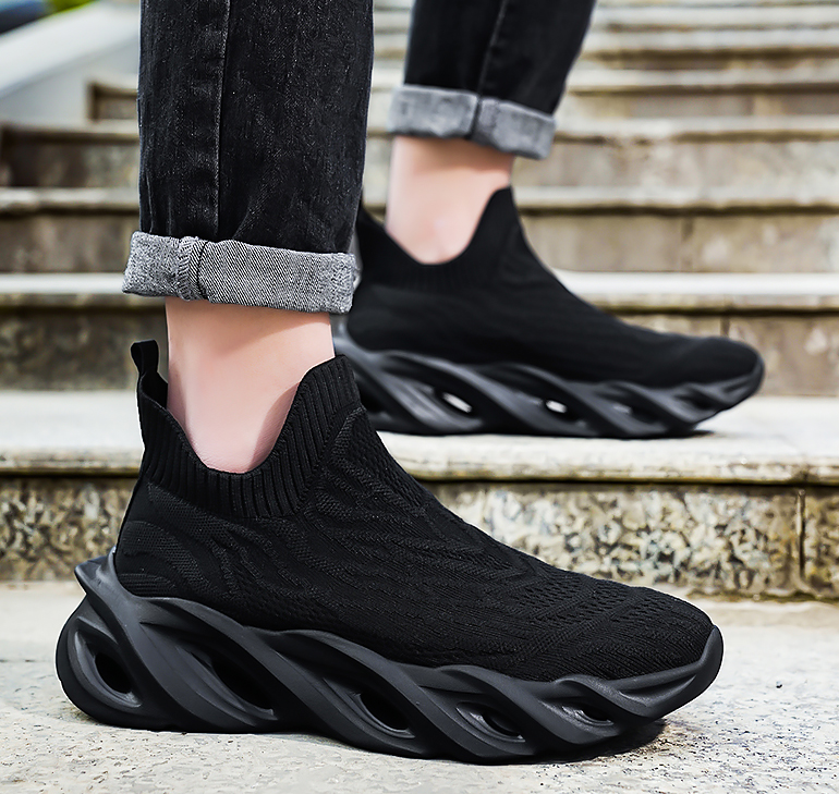Men's Fashion Blade Shoes:Fly Woven Breathable Athleisure Style Plus Size Slip On Sneakers Running Shoes,Black/Blue/Brown/Yellow,Free shipping