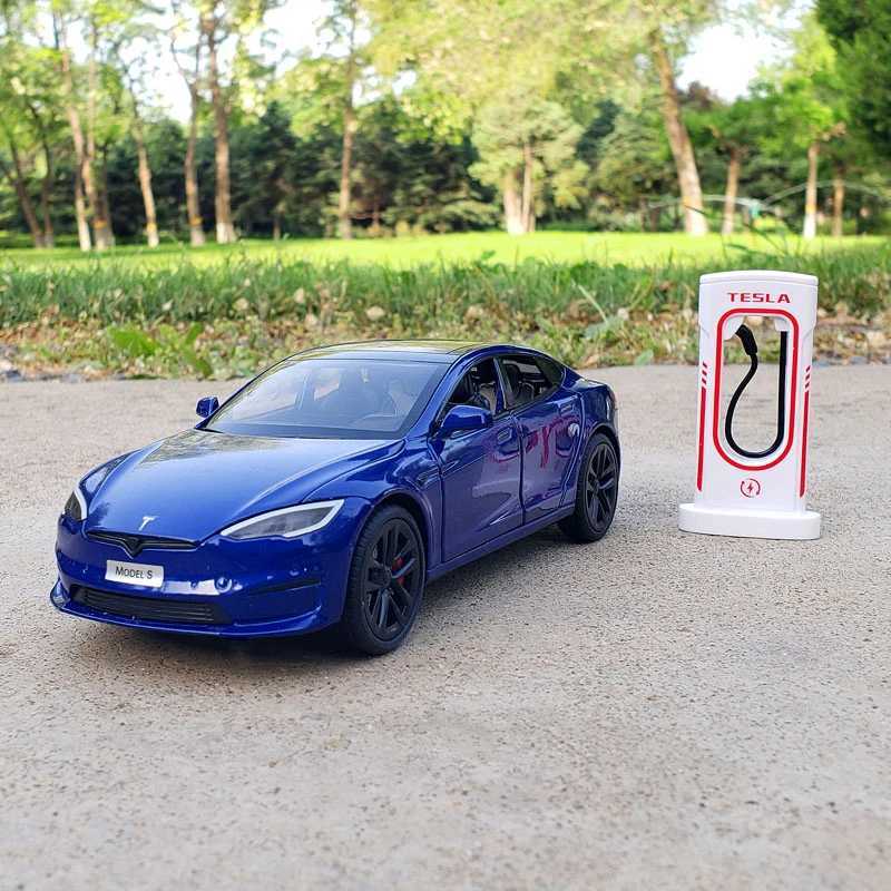 1 24 Tesla S-type alloy car model die-casting metal toy car model simulation collection sound lamp childrens toy gift C270 M241025