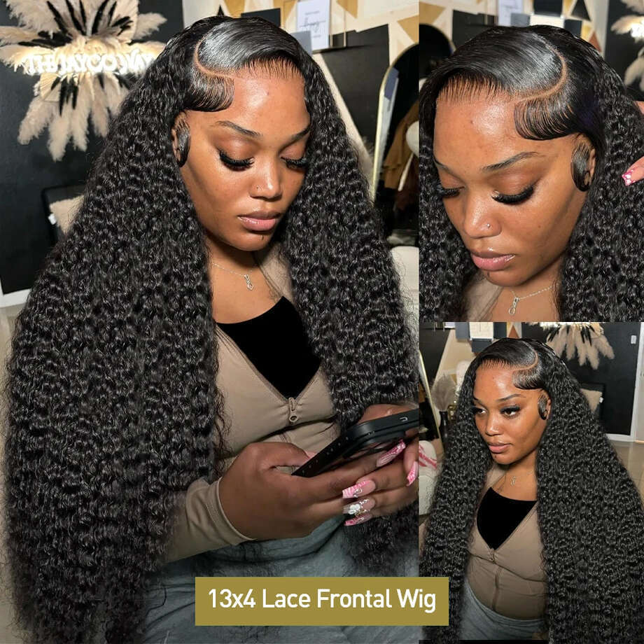 Kinky Curly x Lace Front Human Hair Wigs For Women inch Indian Deep Frontal Wig Wet And Wavy Closure