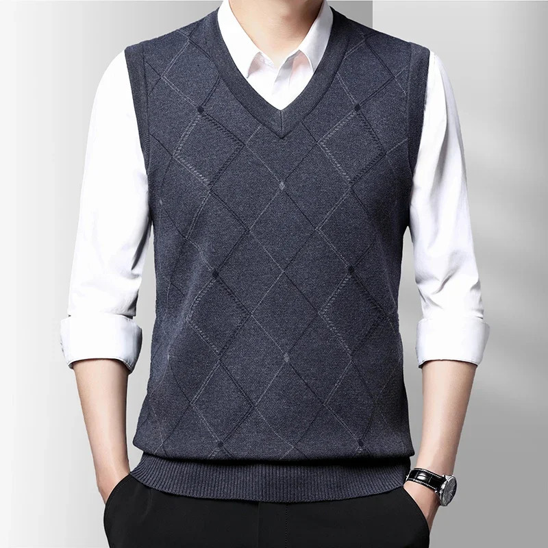 Mens Thickened Casual Sweater Tank Top Autumn and Winter Warm Vest r241025