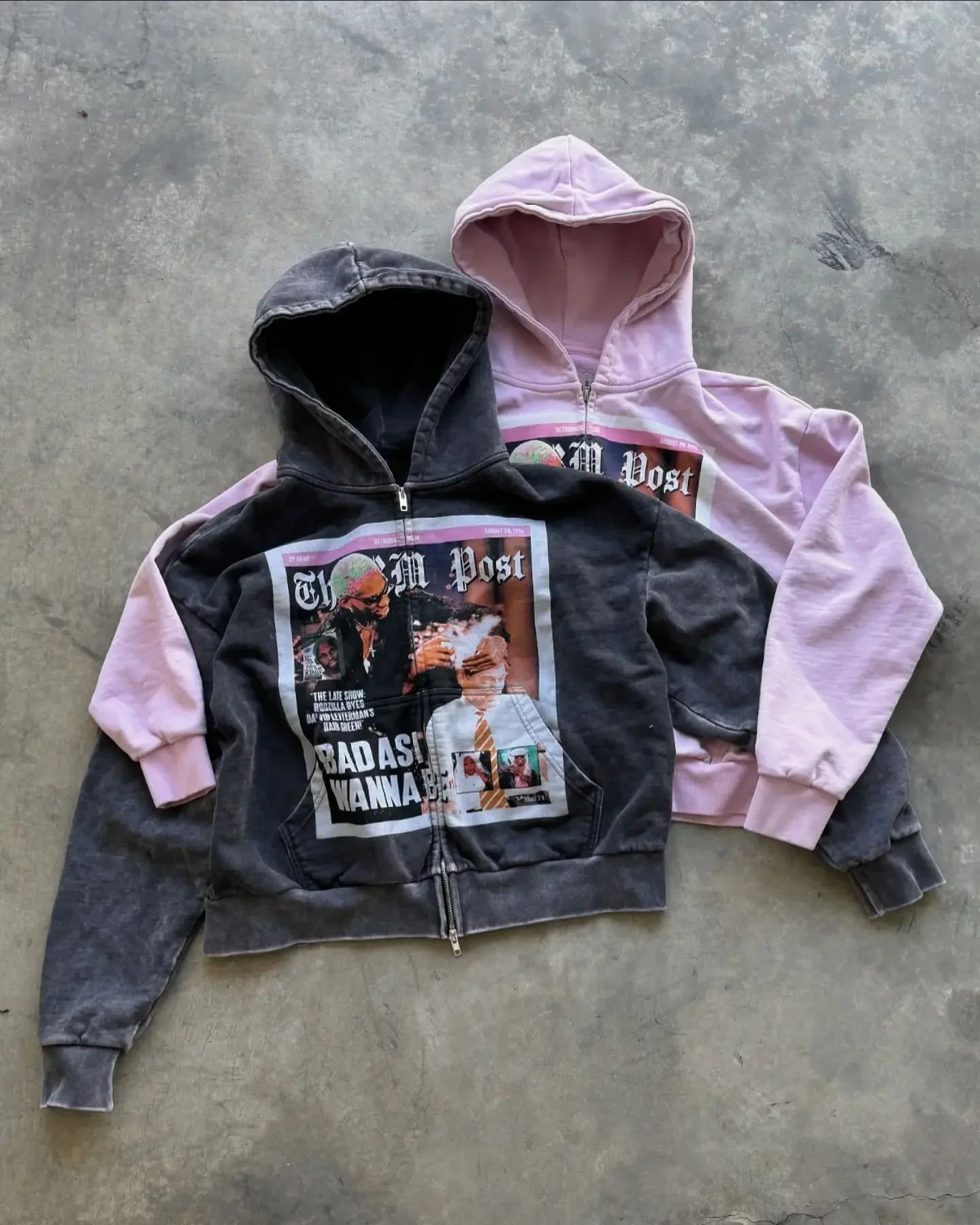 Y2K Top Gothic Punk Print Mens Street Fashion Hooded Sweatshirt Hip Hop Retro Harajuku Loose Zipper 241025
