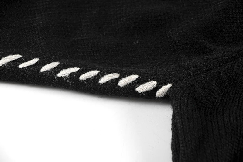 SAINT Knitted Sweatshirts SIN Letters Print Destruct Sweater OVERSIZE Casual Crew Neck Pullover 241025